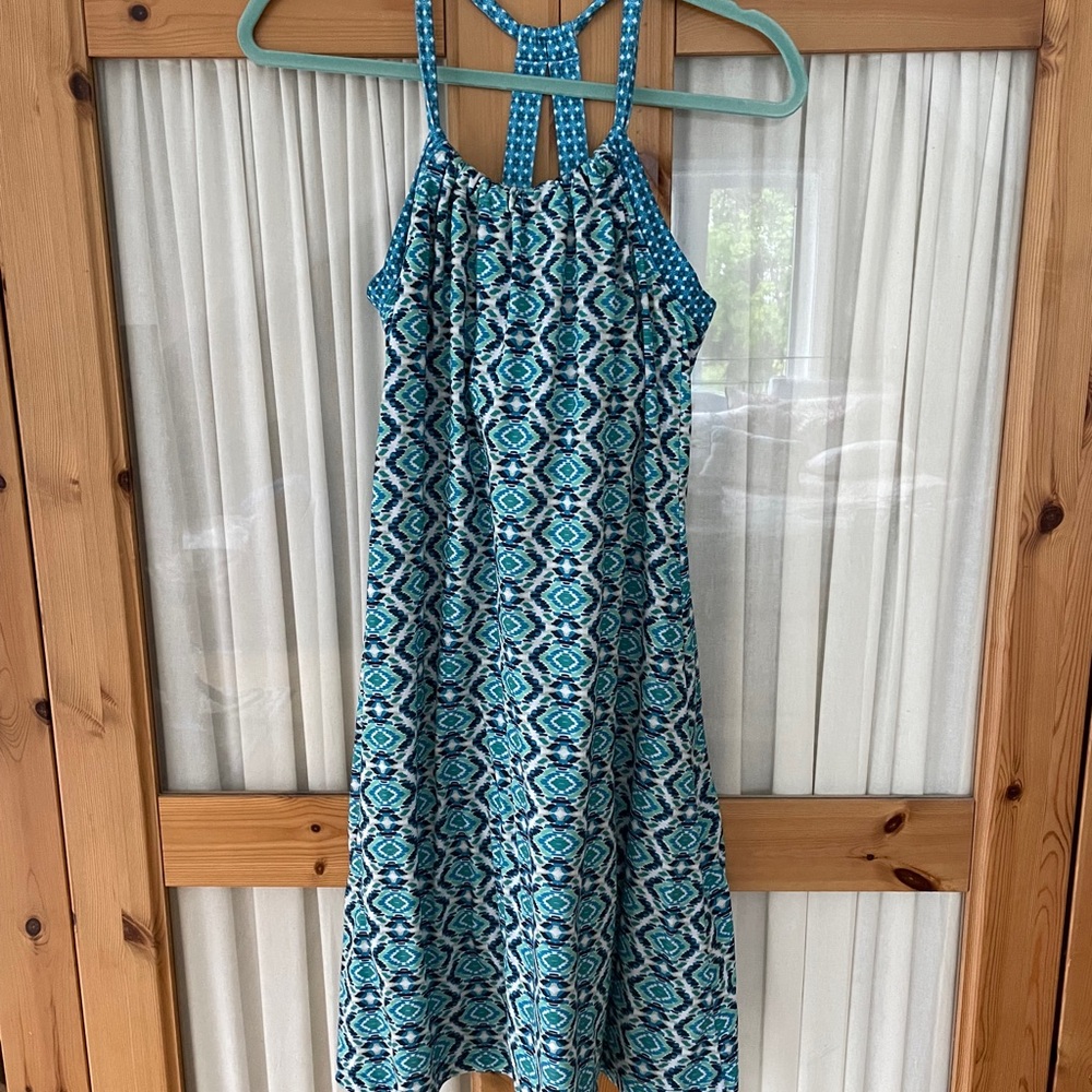 Blue Patterned Sleeveless Dress